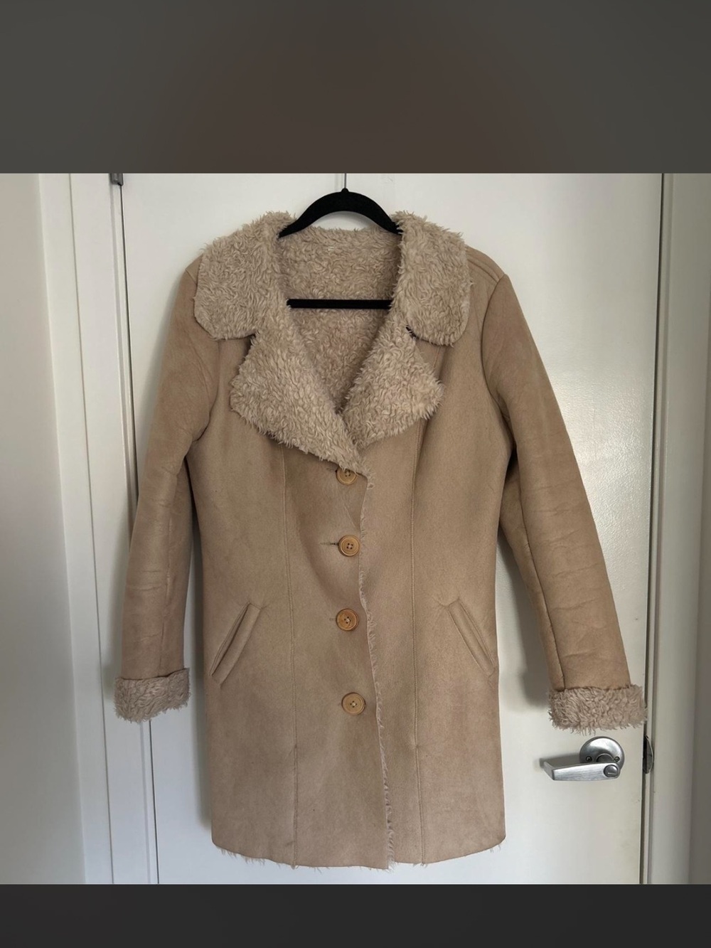 Classic Women's Shearling Coat in Beige